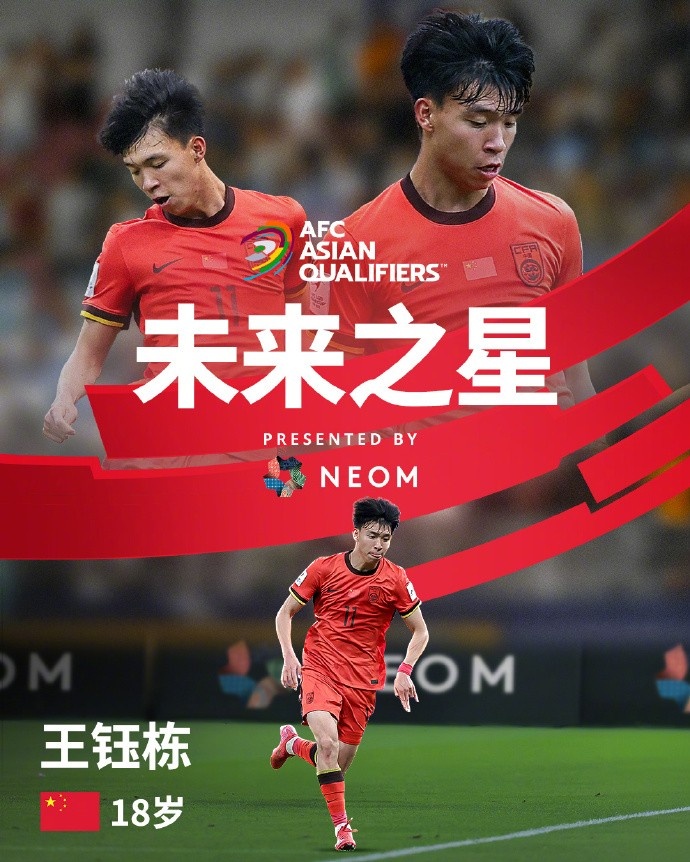 亞洲杯官方社媒發(fā)布王鈺棟個(gè)人海報(bào)：青年軍的旗幟，飄揚(yáng)在前哨