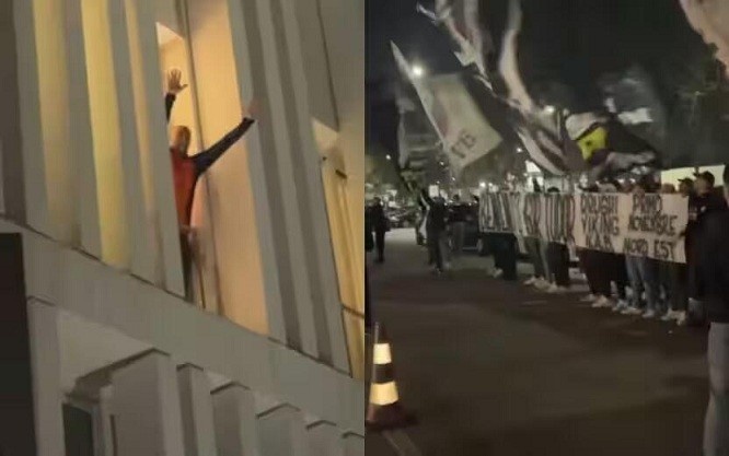 都體：尤文球迷來(lái)到酒店外支持新主帥，圖多爾向球迷們揮手致意