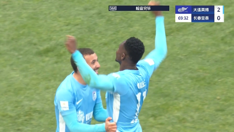 馬萊萊大連處子球！呂焯毅助攻馬萊萊破門，大連英博2-0亞泰