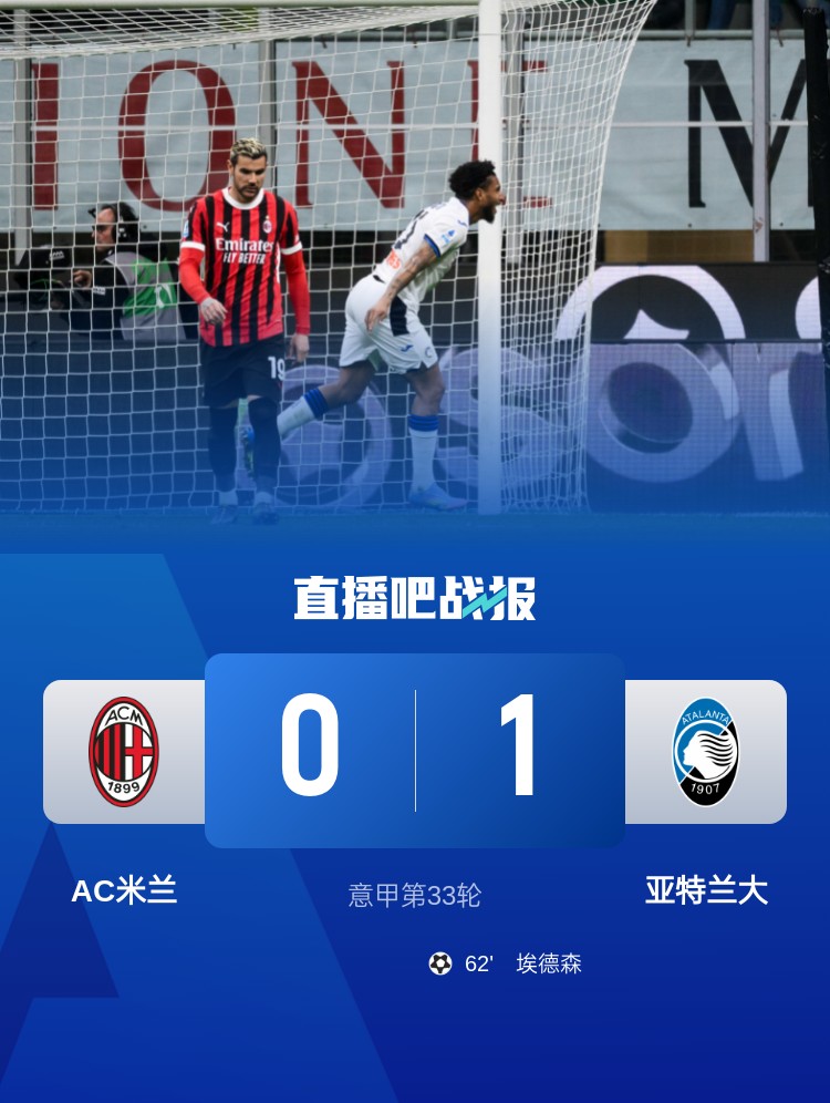 米蘭雙雄本輪均0-1輸球，周中意杯半決賽次回合再對決